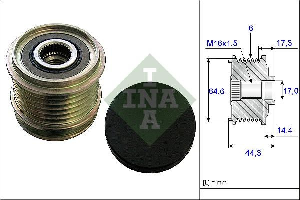 Sistem roata libera. generator Rulita alternator AUDI A4 B7 A6 ALLROAD C6 A6 ALLROAD C7 A6 C6 A6 C7 A7 2.4-3.2 05 AUDI A6 Avant (4G5, 4GD, C7), Turism, 05.2011 - 09.2018 INA 535 0130 10