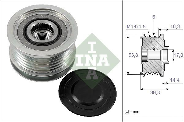 Sistem roata libera. generator Rulita alternator CITROEN C-CROSSER C-CROSSER ENTERPRISE FORD ECOSPORT MITSUBISHI FORD KA+ (TK, FK), Sedan, 08.2014 - INA 535 0170 10