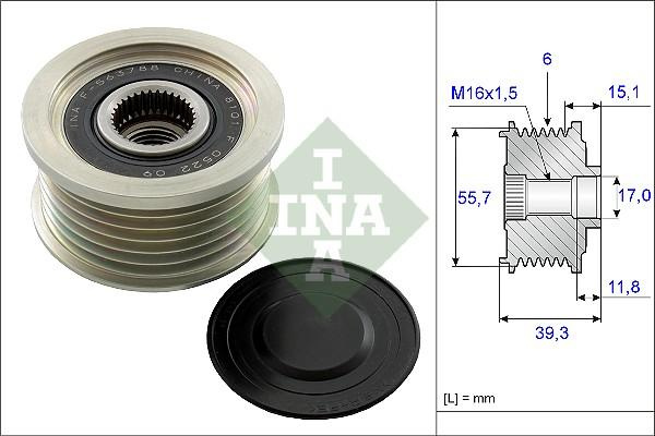 Sistem roata libera. generator Rulita alternator SSANGYONG ACTYON SPORTS I ACTYON SPORTS II KORANDO REXTON W - RE SSANGYONG RODIUS II, Dubita, 06.2013 - INA 535 0249 10