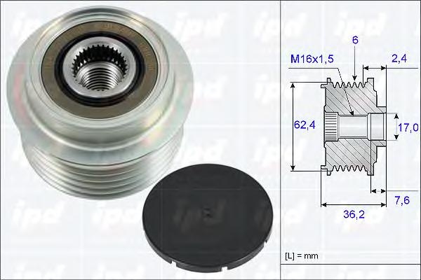 Sistem roata libera, generator TOYOTA VITZ (SCP9_, NSP9_, KSP9_, NCP9_, ZSP9_) - IPD 15-3847