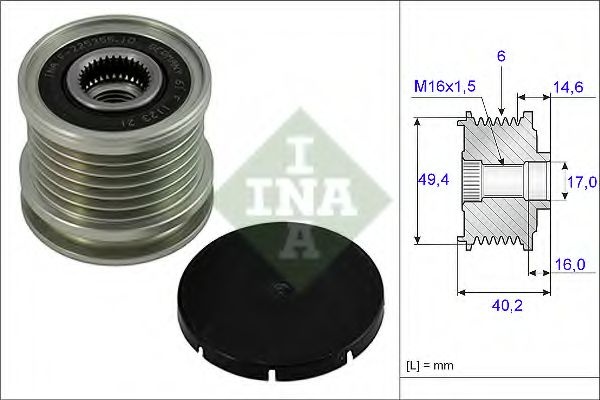 Sistem roata libera, generator VW GOLF IV Cabriolet (1E7) (1998 - 2002) INA 535 0001 10 piesa NOUA