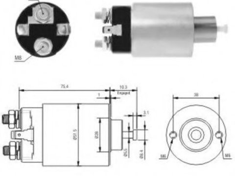 Solenoid, electromotor HYUNDAI H 200 caroserie (1997 - 2007) MEAT & DORIA 46167