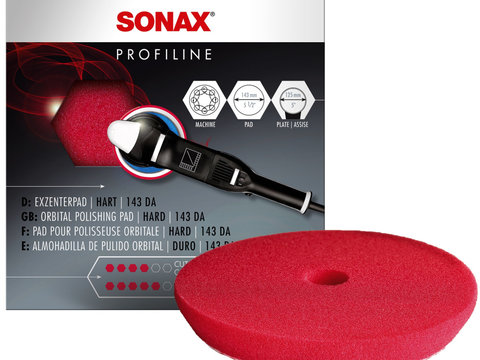 Sonax Profiline Orbital Polishing Pad Hard Burete Roșu Pentru Polish Dual Action Abraziv 143MM 494400