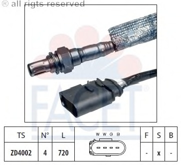 Sonda lambda 10 7163 FACET pentru Seat Cordoba Seat Ibiza Vw Derby Vw Flight Vw Polo Vw Caddy Vw Panel Seat Inca Audi A3 Seat Arosa Skoda Octavia Vw Golf Vw Lupo Seat Toledo Vw Bora Vw Jetta Seat Leon