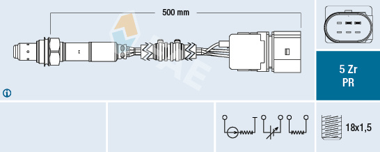 Sonda Lambda (FAE75038 FAE) SEAT,SKODA,VW