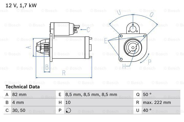 Starter 0 986 022 061 BOSCH pentru Opel Astra Opel