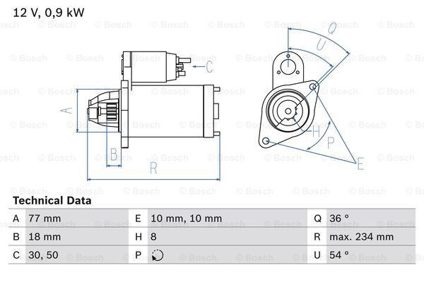 Starter (0986012301 BOSCH) HYUNDAI,HYUNDAI (BEIJING),KIA,MITSUBISHI