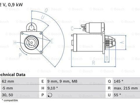 Starter (0986013850 BOSCH) Citroen,FIAT,IRAN KHODRO (IKCO),PEUGEOT,PEUGEOT (DF-PSA)