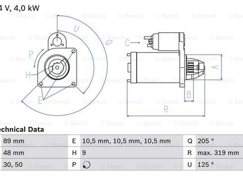 Starter (0986017240 BOSCH) MAZ,MERCEDES-BENZ