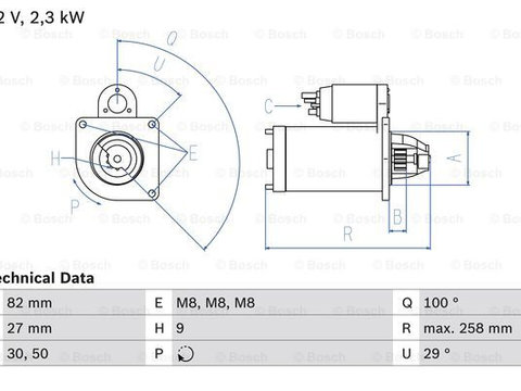 Starter (0986018950 BOSCH) IVECO,MITSUBISHI,UAZ