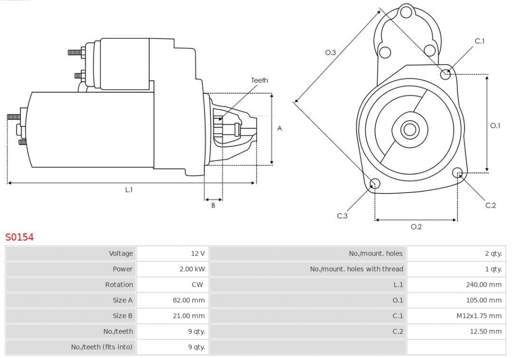 starter AS-PL S0154 pentru VOLVO XC70 I 