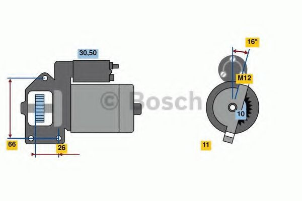 Starter AUDI A4 (8K2, B8) (2007 - 2015) BOSCH 0 986 024 040