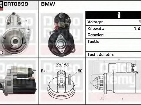 Starter BMW Z4 (E85), BMW 5 limuzina (E60), BMW X3 (E83) - DELCO REMY DRT0890