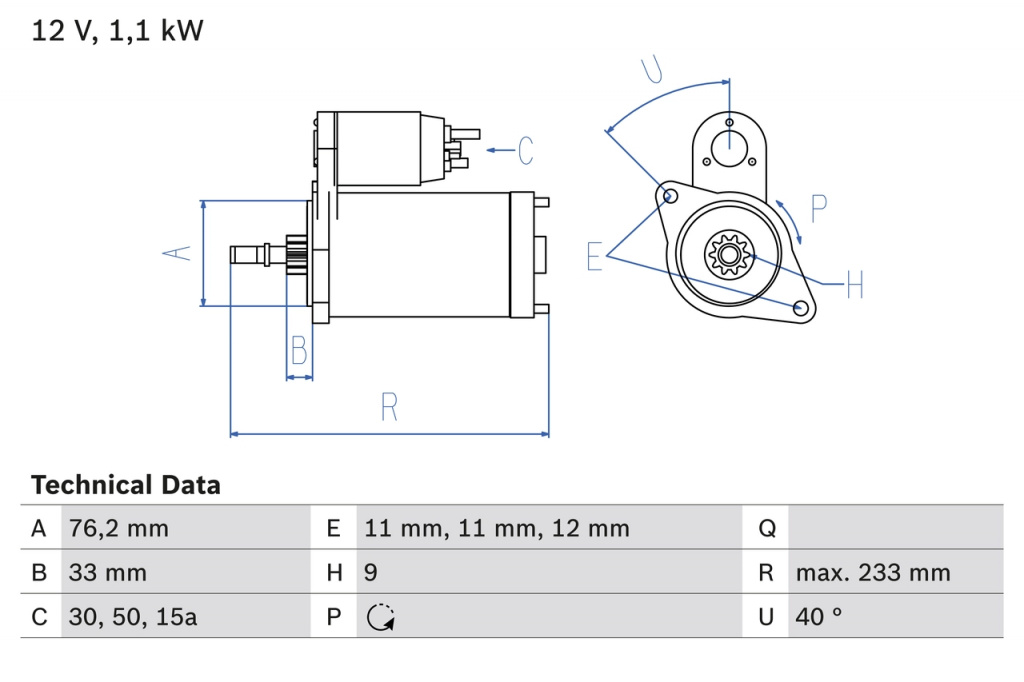 Starter BOSCH 0 986 018 200 pentru VW GOLF II (19E, 1G1) 1983-1992