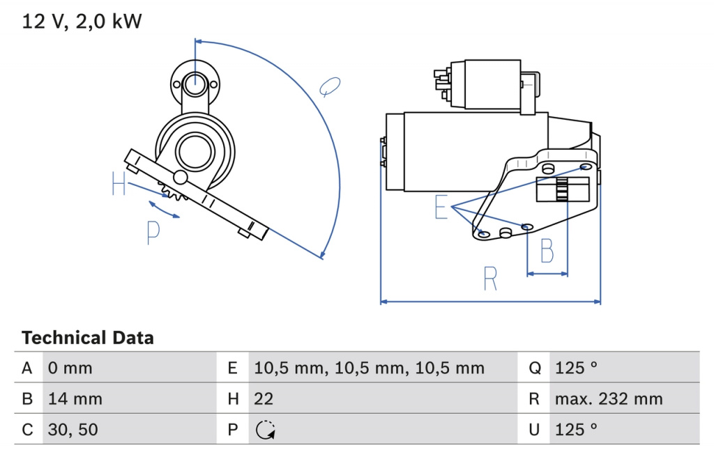 Starter BOSCH 0986024710 la masina DODGE AVENGER ECD 1968cc 140cp 103kW 2007 2008 2009 2010 2011