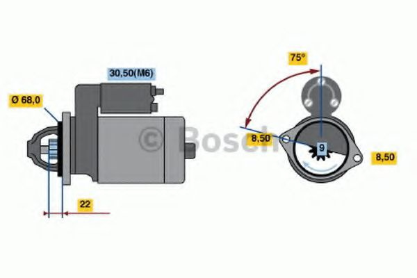 Starter CHEVROLET TRAX (2012 - 2016) BOSCH 0 986 020 870 piesa NOUA