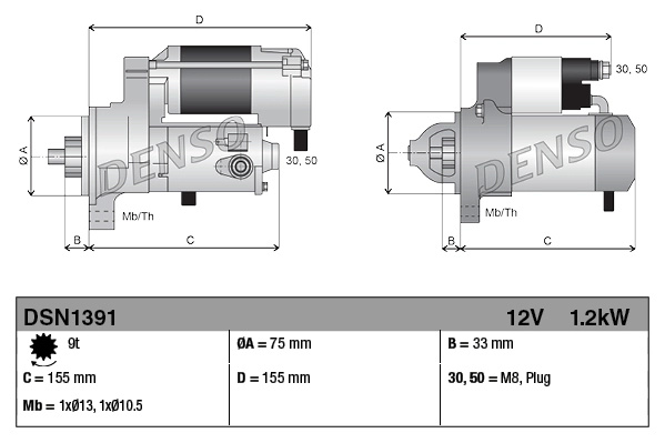 Starter DENSO DSN1391 pentru masina HONDA CR-V III
