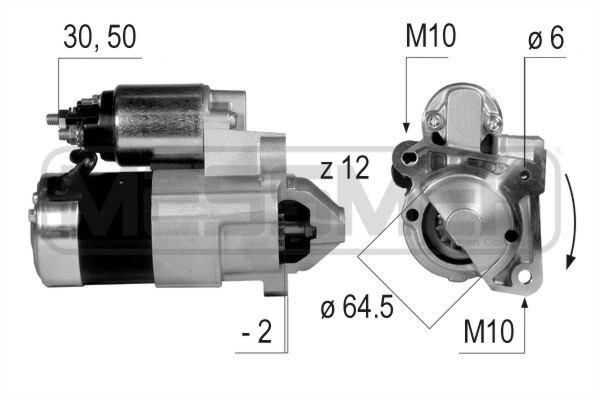 Starter ERA 220039A pentru RENAULT CLIO SYMBOL I (LB_) K9K 700; K9K 714 1461cc 68cp 50kW 2000 2001 2002 2003 2004 2005 2006 2007 2008 2009 2010