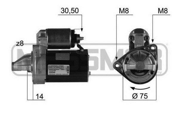 Starter ERA 220348A se potriveste la KIA PICANTO I (SA) G4HE 999cc 61cp 45kW 2004 2005 2006 2007 2008 2009 2010 2011