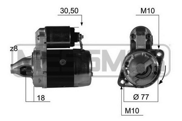 Starter ERA 220382A la HYUNDAI PONY (X-2) G15B; G4DJ 1468cc 72cp 53kW 1989 1990 1991 1992 1993 1994 1995