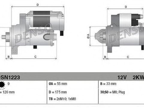 Starter LEXUS GS (GRS19, UZS19, URS19, GWS19) (2005 - 2011) DENSO DSN1223 piesa NOUA