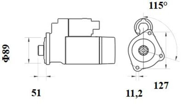 Starter MAHLE MS887 model MERCEDES-BENZ ATEGO OM 906.910; OM 906.915 6374cc 231cp 170kW 1998 1999 2000 2001 2002 2003 2004