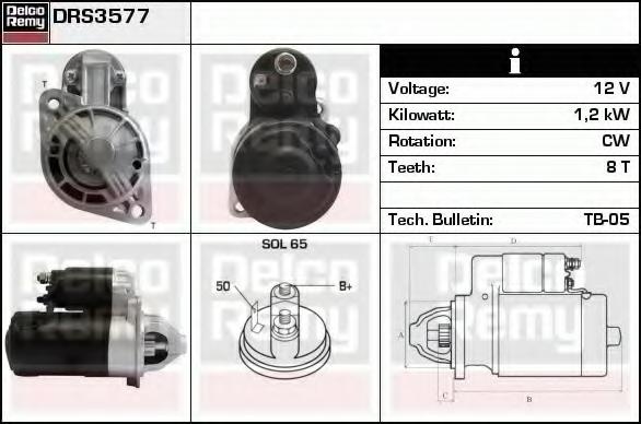 Starter MITSUBISHI COLT Mk IV (CA_A), HYUNDAI LANTRA Mk II combi (J-2), MITSUBISHI COLT Mk V (CJ_, CP_) - DELCO REMY DRS3577