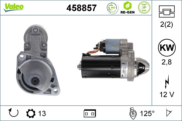Starter VALEO 458857 la masina MERCEDES-BENZ GLK-CLASS (X204) OM 651.916 2143cc 136cp 100kW 2008 2009 2010 2011 2012 2013 2014 2015