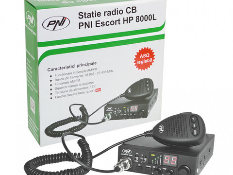 Statie radio CB PNI Escort HP 8000L cu ASQ reglabil, 12V, 4W, Lock, mufa de bricheta inclusa PNI-HP8000L
