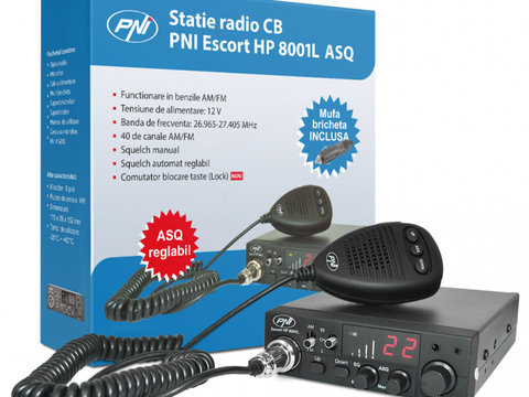 Statie radio CB PNI Escort HP 8001L ASQ include casti cu microfon HS81L PNI-HP8001L