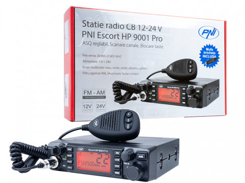 STATIE RADIO CB PNI ESCORT HP 9001 PRO ASQ REGLABIL, AM-FM, 12V/24V, 4W, Scaun, DUAL WATCH, ANL, ECRAN MULTICOLOR IS-42123