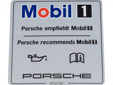 Sticker Oe Porsche &quot;Porsche Recomends Mobil1&quot; 50x50mm 7PP010786T