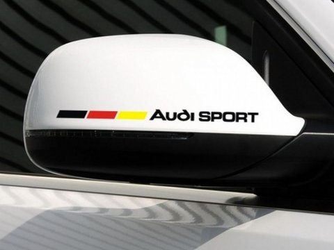 Sticker Oglinda Exterioara Audi Sport Germany Negru Set 2 Buc