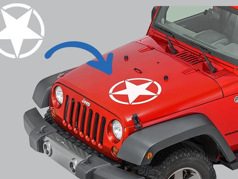 Sticker Stea ALB Universal compatibil cu Jeep, SUV, Camioane sau alte Autoturisme STICKERSTARW