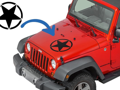 Sticker Stea Negru Universal compatibil cu Jeep, SUV, Camioane sau alte Autoturisme STICKERSTARB