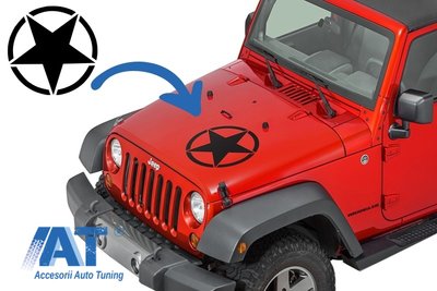 Sticker Stea Negru Universal compatibil cu Jeep, S