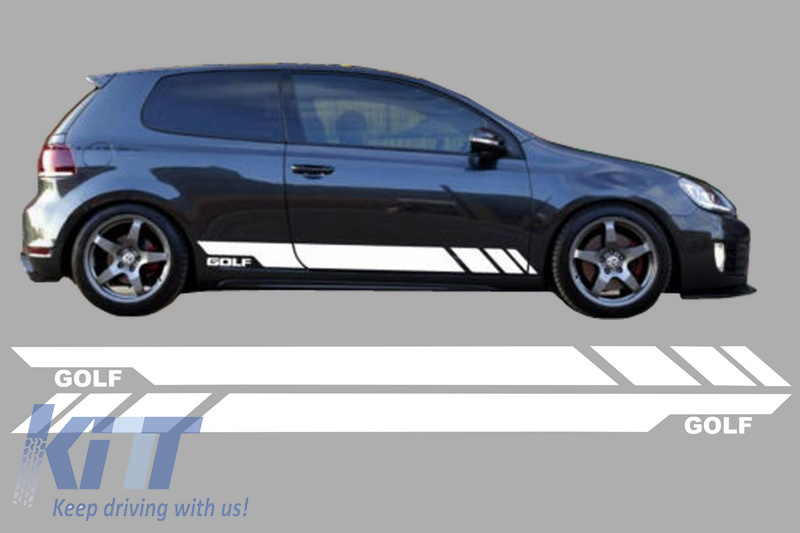 Stickere Laterale ALB compatibil cu VW Golf 5 6 7 