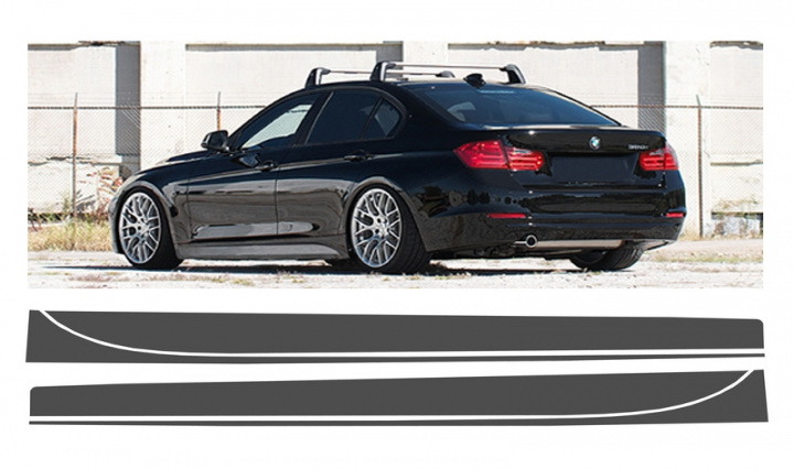 Stickere Laterale Gri Inchis compatibil cu BMW Seria 3 F30 F31 (2011-up) M-Performance Design Tuning BMW Seria 3 6 (F3x) 2011 2012 2013 2014 2015 2016 STICKERF30DG