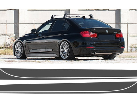 Stickere Laterale Gri Inchis compatibil cu BMW Seria 3 F30 F31 (2011-up) M-Performance Design