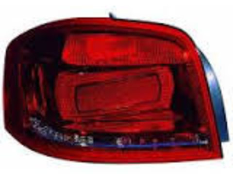 Stop spate lampa Audi A3 (8p), 04.08-10.12, 3 Usi, omologare ECE, spate, cu suport bec, carcasa rosie, 8P3945095, Stanga