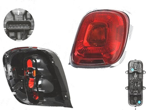 Stop spate lampa Fiat 500x, 04.2015-, spate, Dreapta, cu mers inapoi, P21W, cu suport becuri,