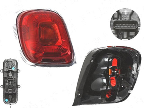 Stop spate lampa Fiat 500x, 04.2015-, spate, Stanga, cu lampa ceata, P21W, cu suport becuri,