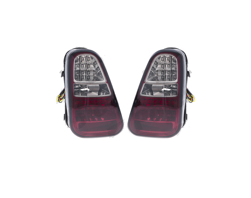 Stop spate, lampa Mini One/Cooper/Cabrio (R50/R52/R53), 07.2004-07.2007, model tuning, montare spate, stanga+dreapta, cu indicator led, LED+W16W, rosu, fumuriu, transparent, tuning, Taiwan