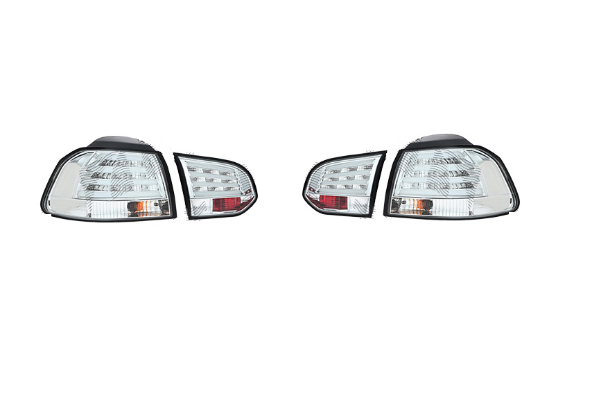 Stop spate, lampa Volkswagen Golf Vi (5k), 10.2008-2013, model tuning, montare spate, stanga+dreapta, 2 buc stanga si 2 buc dreapta, LED+P21W+PY21W, cromat, transparent, tuning, intern, exterior, Taiwan