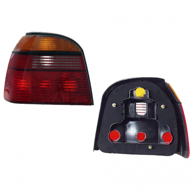 Stop spate lampa Vw Golf 3 (1h) 08.91-04.99 Hatchback, Vw Golf 4 Cabriolet (1exo), 04.98-06.02, spate, omologare ECE, fara suport bec, rosu-galben, 1H6945111, 1H6945111A, Stanga