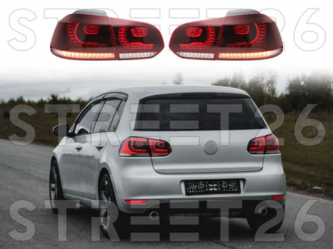 Stopuri Full LED compatibil cu VW Golf 6 VI (2008-2012) R20 Design Rosu Clar