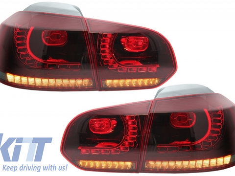 Stopuri Full LED Volkswagen Golf VI (2008-2013) R20 Design Rosu Fumuriu