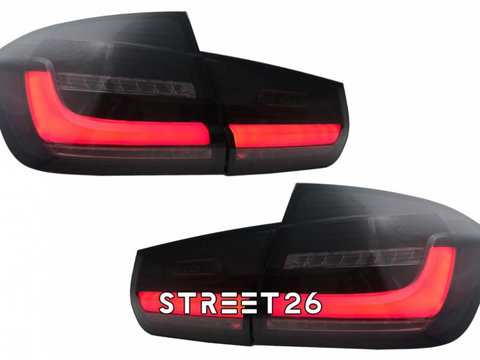 Stopuri LED BAR Compatibil Cu BMW Seria 3 F30 (2011-2019) Negru Fumuriu LCI Design Cu Semnal Dinamic