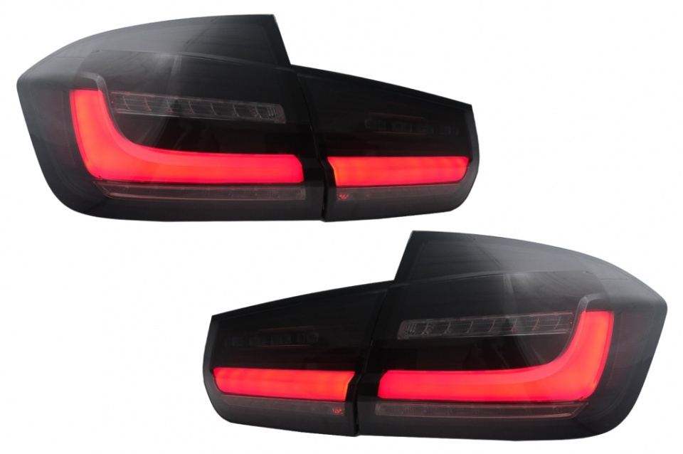 Stopuri LED BAR potrivite pentru BMW Seria 3 F30 Pre LCI & LCI (2011-2019) fum negru cu lumină de viraj secvenţială dinamică