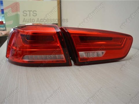 STOPURI LED MITSUBISHI LANCER 2008-2020 ROSU-ALB [AUDI LOOK]